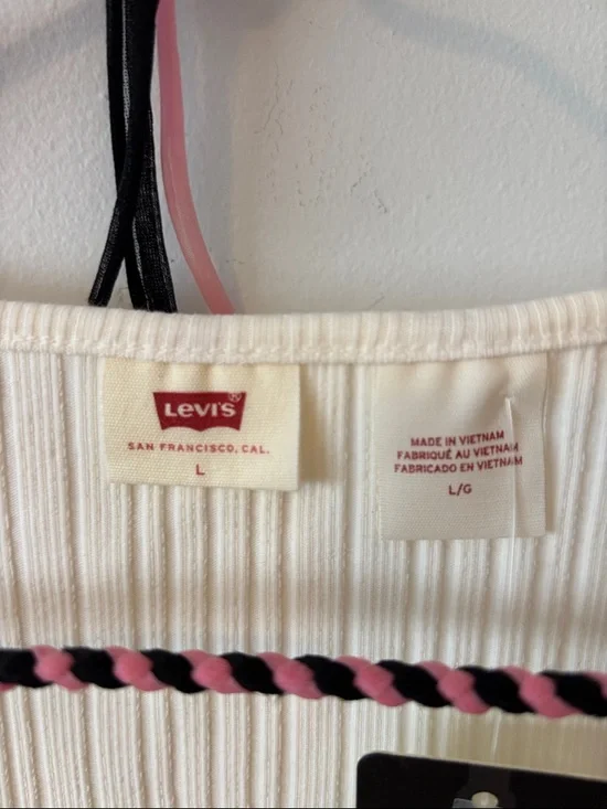 Levi's Cream Ribbed Henley Tank - Button Front - Picture 2 of 6